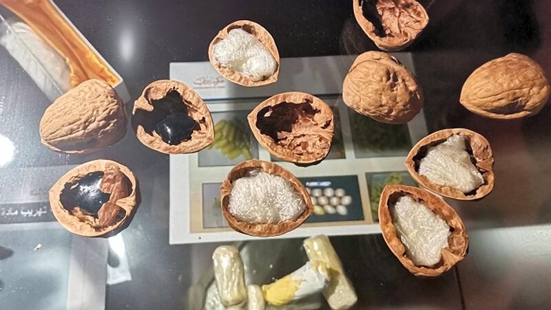 One woman was caught hiding 3kg of an illegal drug in six walnuts at Terminal 3 of Dubai International Airport. Courtesy: Dubai Customs