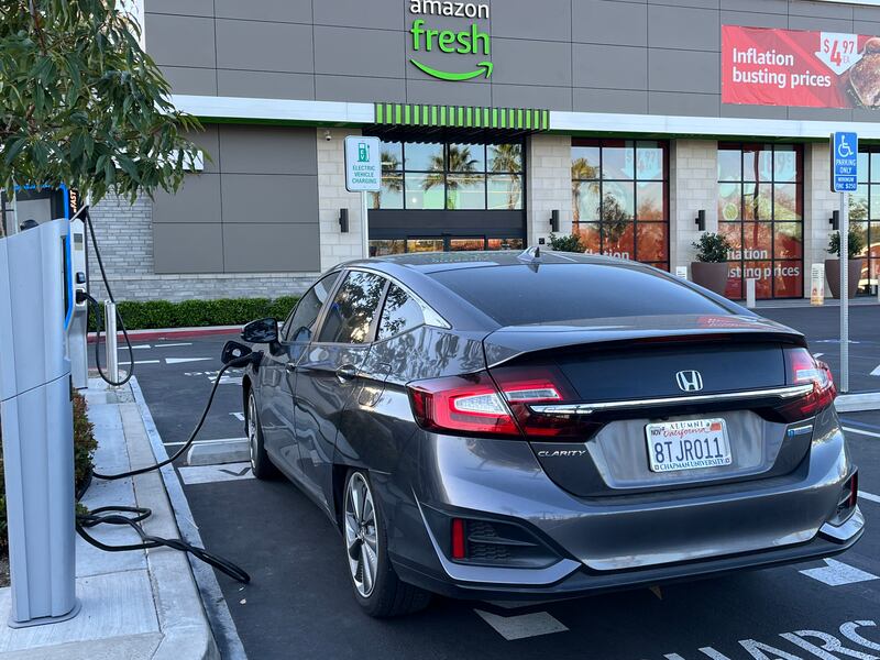 Charging stations are a common sight at supermarkets and malls in California. Photo: Troy Hooper