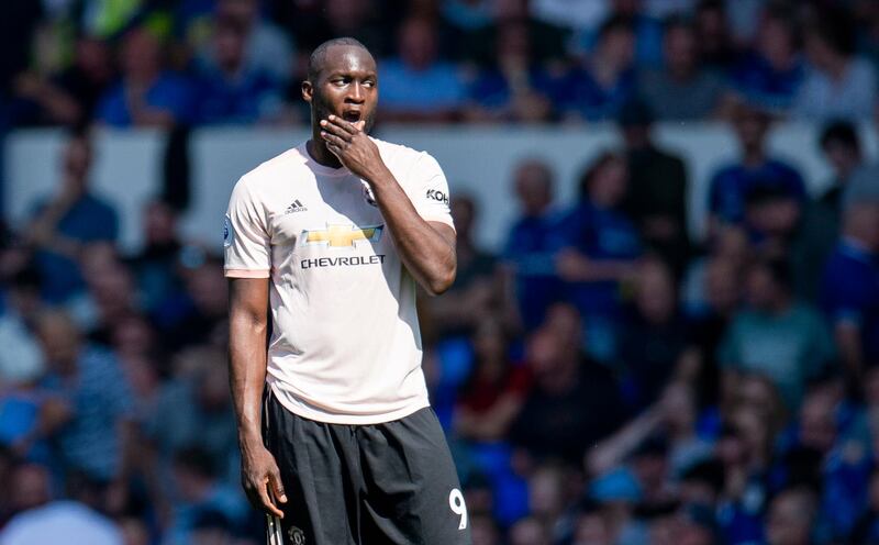 epa07519852 Manchester United's Romelu Lukaku reacts during the English Premier League soccer match between Everton and Manchester United held at Goodison Park in Liverpool, Britain, 21 April 2019.  EPA/PETER POWELL EDITORIAL USE ONLY. No use with unauthorized audio, video, data, fixture lists, club/league logos or 'live' services. Online in-match use limited to 120 images, no video emulation. No use in betting, games or single club/league/player publications