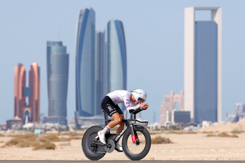 UAE Team Emirates' Danish cyclist Mikkel Bjerg, who finished third in the time trial. AFP