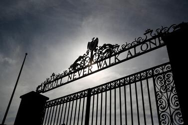 Closed gates at Anfield, Liverpool. The Premier League has been suspended until April 4 at least. PA