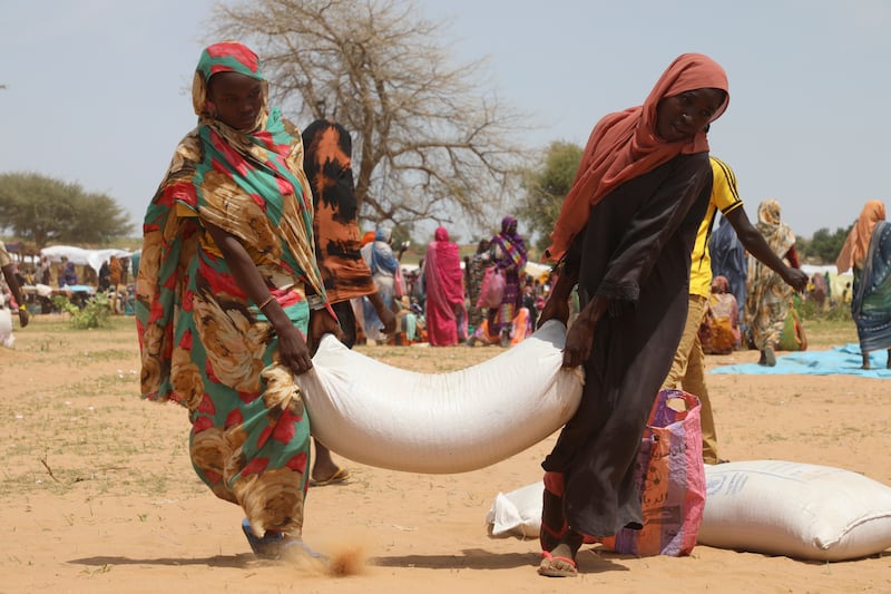 Sudanese refugees at the Zabout camp in Goz Beida, Chad, on July 1. AP