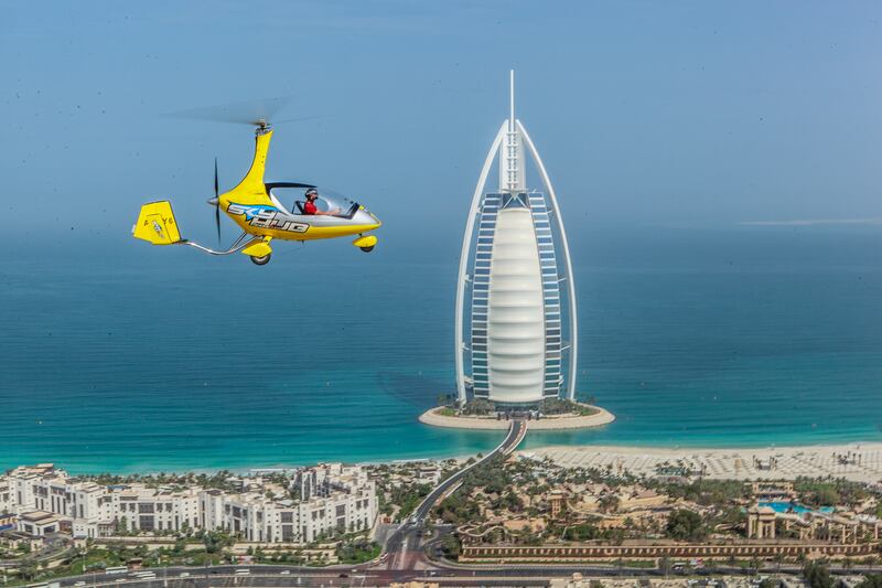 Fly over Dubai this summer on a discounted gyrocopter flight. Photo: Skydive Dubai