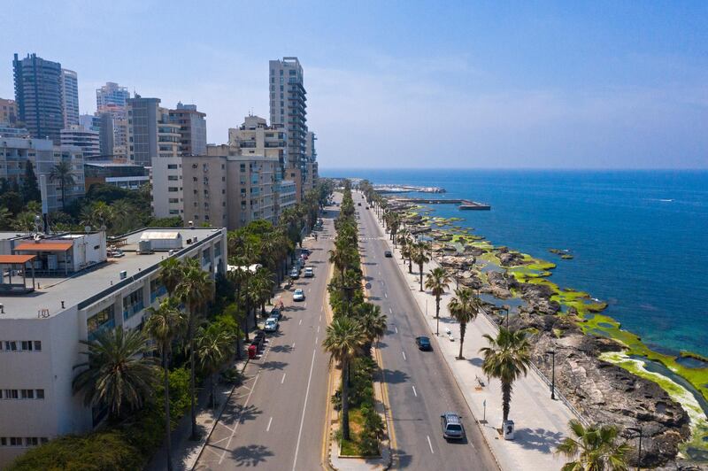 The deserted Corniche Beirut seaside promenade during the lockdown against the coronavirus pandemic in Beirut, Lebanon. EPA