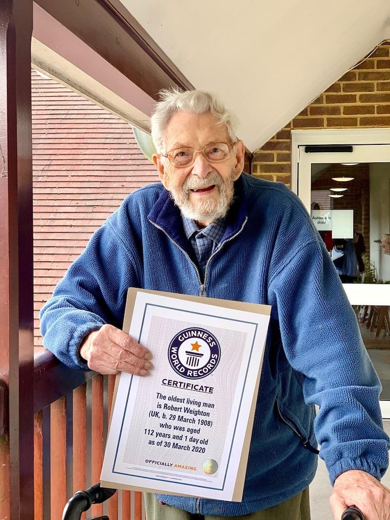 Robert Weighton from the UK has been named the world's living oldest man. Courtesy Guinness World Records 