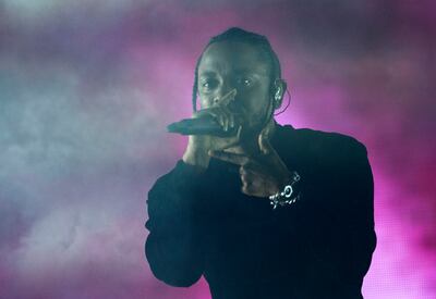 In this file photo taken on April 16, 2017 rapper Kendrick Lamar performs at the Coachella Valley Music And Arts Festival in Indio, California. AFP