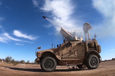 The truck-mounted Coyote system is a drone designed to hunt enemy drones. Raytheon