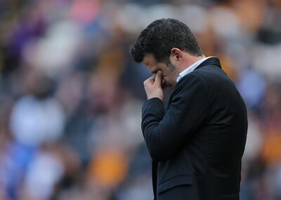 FILE - JANUARY 21, 2018: Watford have sacked manager Marco Silva HULL, ENGLAND - MAY 21:  Marco Silva manager of Hull City reacts during the Premier League match between Hull City and Tottenham Hotspur at KC Stadium on May 21, 2017 in Hull, England. (Photo by Nigel Roddis/Getty Images)