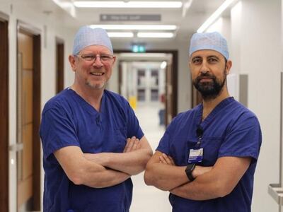 Craniofacial surgeon David Dunaway and paediatric neurosurgeon Noor Ul Owase Jeelani. Great Ormond Street Hospital. GOSH
