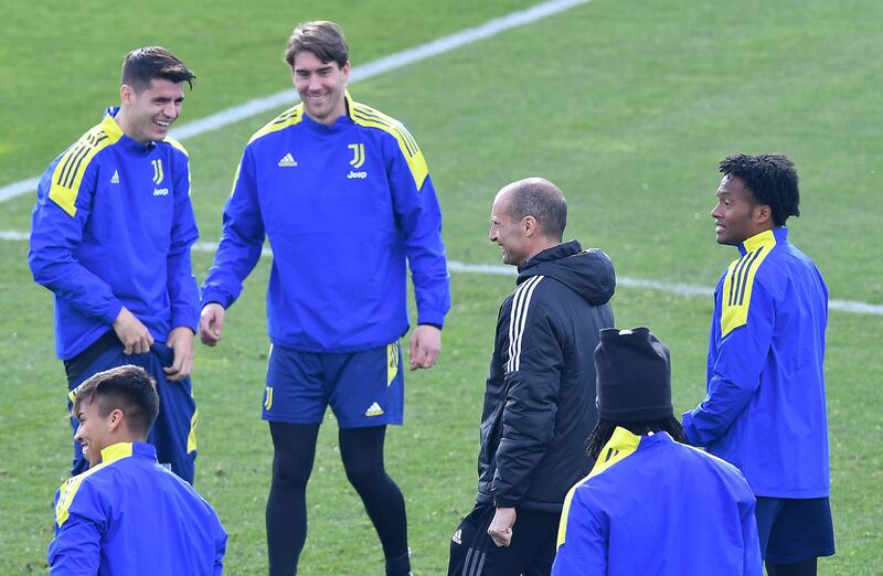 Juve train for their Champions League game away to Villareal. EPA 