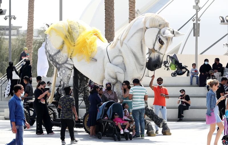 It's a party atmosphere for the last day of Expo 2020 Dubai. Pawan Singh / The National