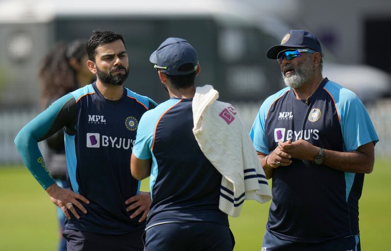 India's Virat Kohli, left, and Bharat Arun during a practice session at Lord's.