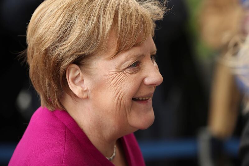 German Chancellor Angela Merkel arrives for a meeting of the European People's Party prior to an EU summit in Brussels, Tuesday, May 28, 2019. European Union leaders are meeting in Brussels to haggle over who should lead the 28-nation bloc's key institutions for the next five years after weekend elections shook up Europe's political landscape. (AP Photo/Francisco Seco)