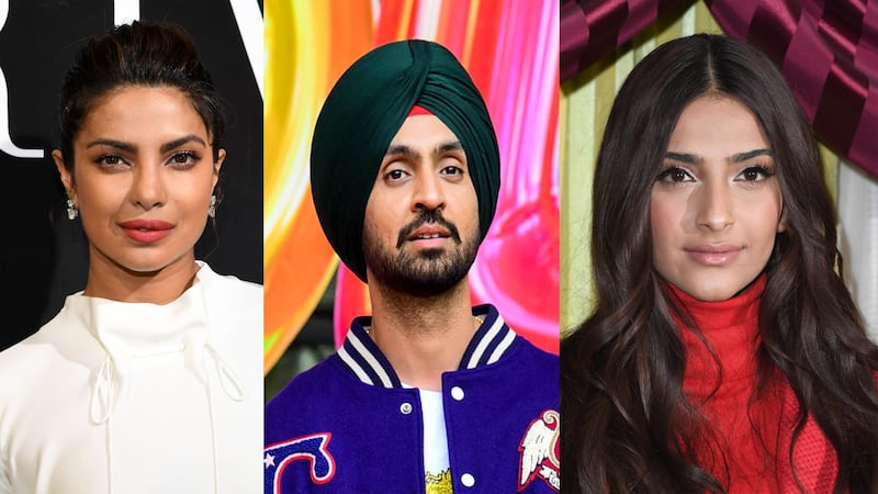 Bollywood actresses Priyanka Chopra, left, and Sonam Kapoor have spoken up about the farmers' protests in India following Punjabi actor Diljit Dosanjh's publicised efforts 