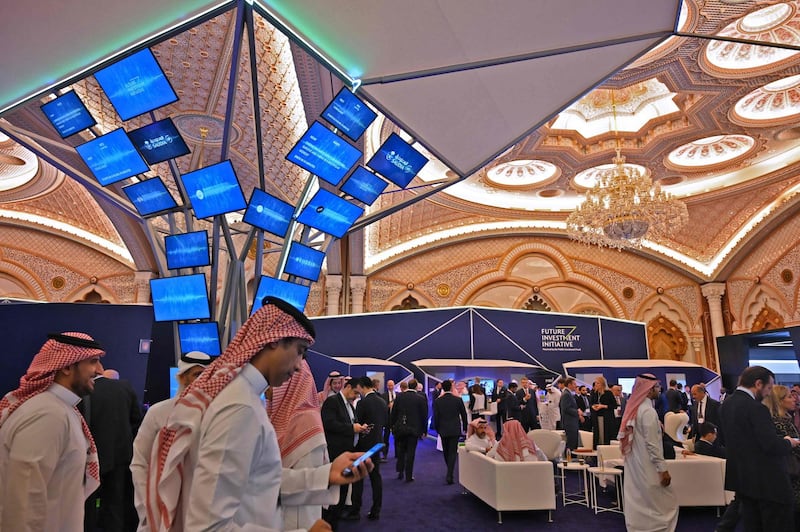 Saudi and foreign journalists at the Future Investment Initiative forum. AFP
