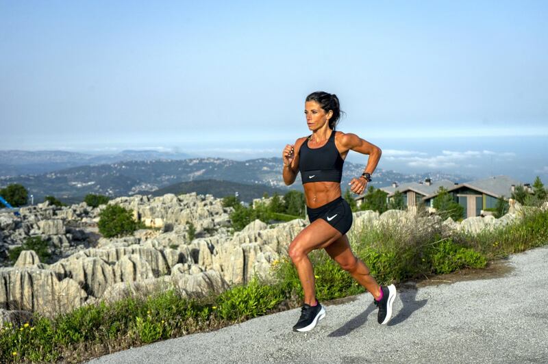 Olympic Marathon runner, Chirine Njeim trains in the mounatins of Faqra, Lebanon on Friday 21 May, 2021 (Matt Kynaston).