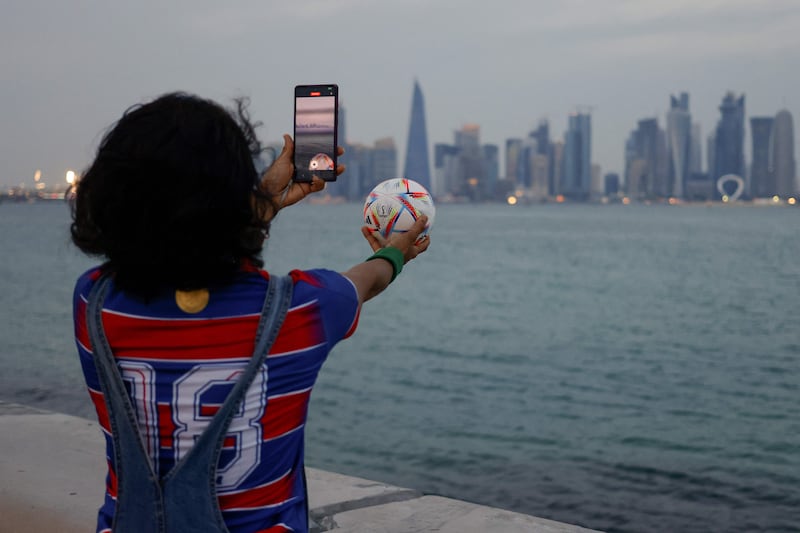 Football is the focus for this smartphone photographer on the Corniche in Doha. AFP