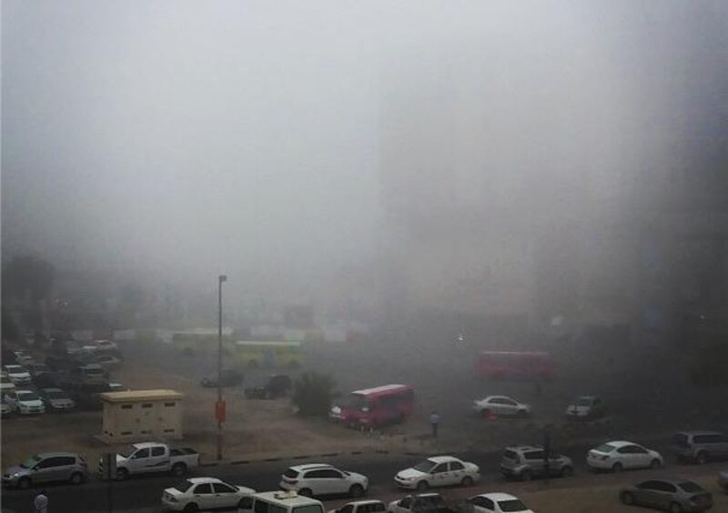 Traffic crawls through the fog with motorists warned to slow down. Razel Triños