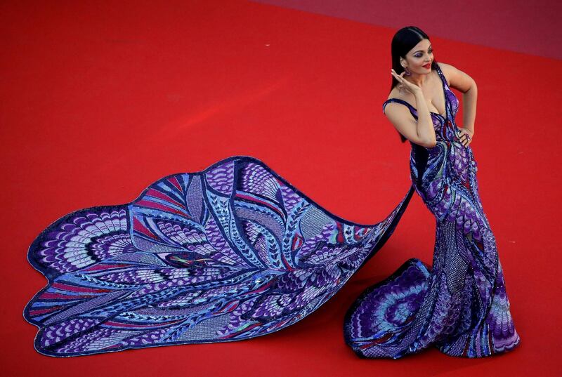 Aishwarya Rai in Michael Cinco at a screening of 'Girls of the Sun' at Cannes Film Festival in 2018. Getty Images