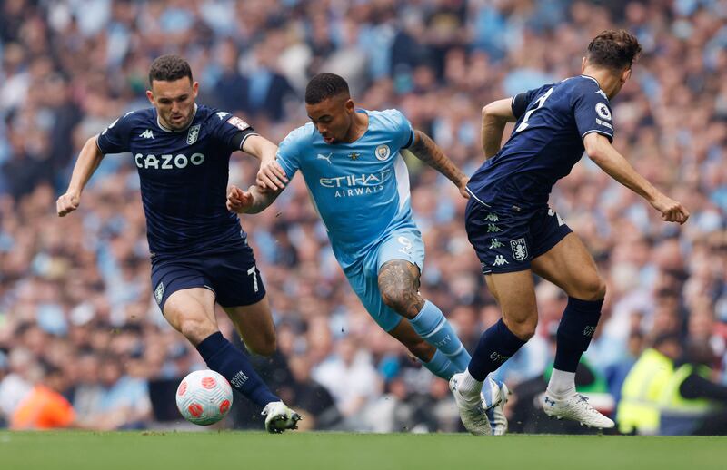 Gabriel Jesus in action during Manchester City's Premier League match against Aston Villa. Reuters