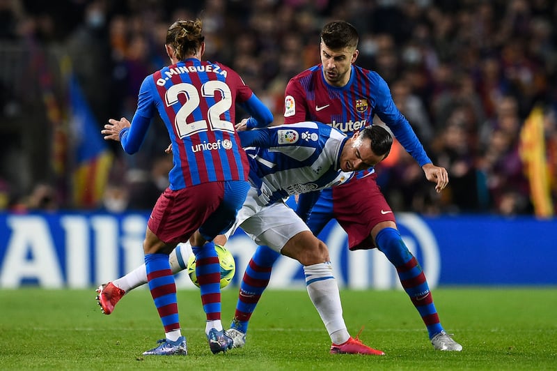 Gerard Pique 7. Recovered from injury and had to make recoveries from Mingueza’s clumsiness. Took instruction from his new boss and former teammate during play and passed on words to Frenkie de Jong. AFP