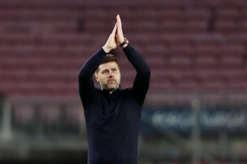 Tottenham manager Mauricio Pochettino applauds their fans after the match. Reuters