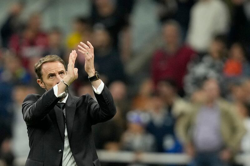 England coach Gareth Southgate applauds the fans. AP