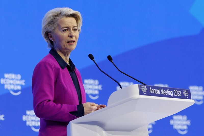Ursula von der Leyen told the World Economic Forum she wants the EU to 'get ahead of the competition'. Bloomberg