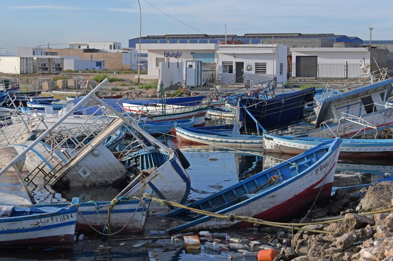 Captured migrant boats at the port of Sfax, Tunisia, in October. AFP