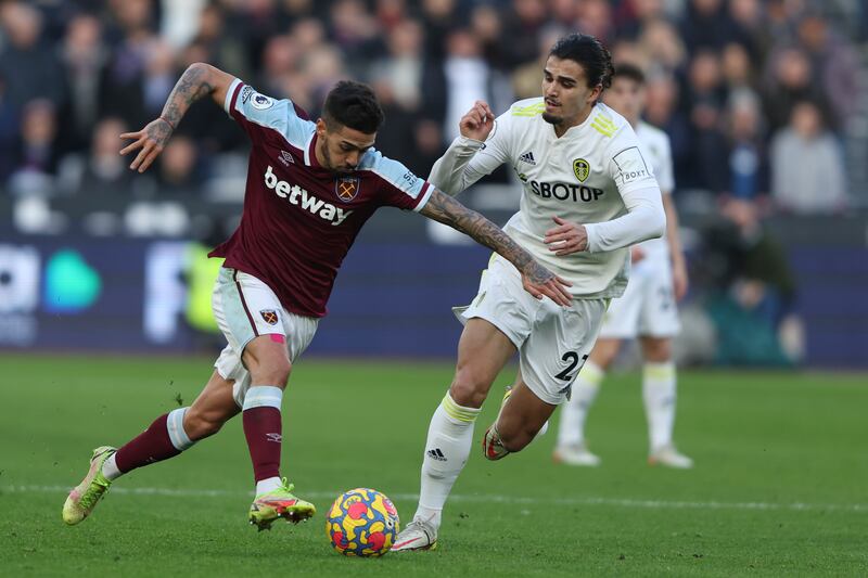 Manuel Lanzini 6 – Played a good pass to Rice just before half-time following a good run, but Rice wasted the shot. He was quiet in the second half, and picked up a yellow card for a foul on Raphinha. AP