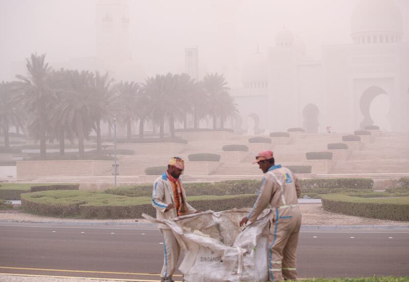 The National Centre of Meteorology said visibility had dropped below 500 metres in many parts of the country, including over Abu Dhabi International Airport. Victor Besa / The National