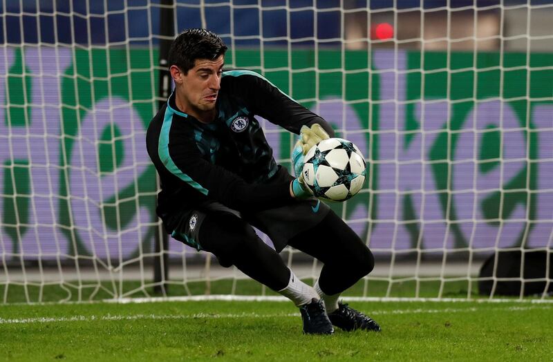 Soccer Football - Champions League - Qarabag vs Chelsea - Baku Olympic Stadium, Baku, Azerbaijan - November 22, 2017  Chelsea's Thibaut Courtois warms up before the match    Action Images via Reuters/Peter Cziborra