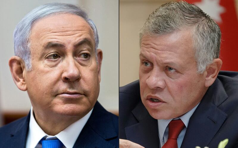 Israeli Prime Minister Benjamin Netanyahu and Jordanian King Abdullah II. AFP