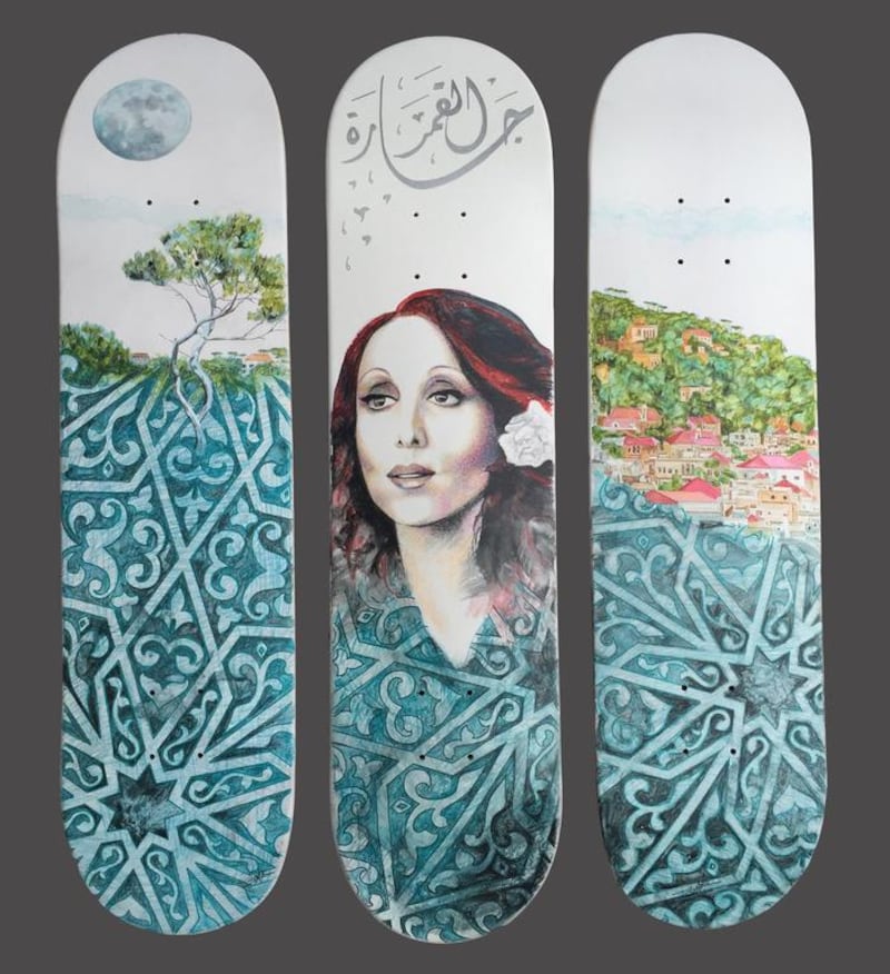 ‘Fayrouz’ skateboard designs by arist Fotis Gerakis.