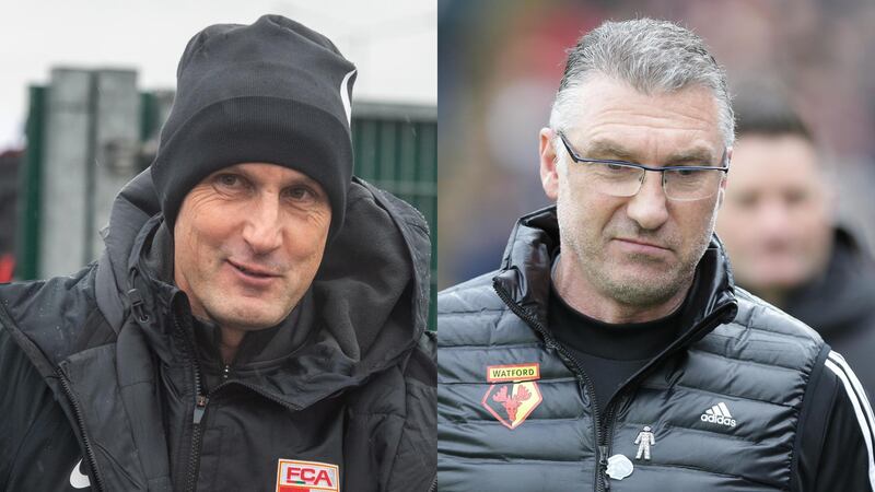 10 March 2020, Bavaria, Augsburg: Heiko Herrlich enters the training ground of FC Augsburg. Herrlich was in charge of his first training session at the Bundesliga club FC Augsburg as the new head coach. Photo: Stefan Puchner/dpa (Photo by Stefan Puchner/picture alliance via Getty Images)

Nigel Pearson manager of Watford   during the Premier League match between Crystal Palace and Watford at Selhurst Park, London on Saturday 7th March 2020. (Photo by Jacques Feeney/MI News/NurPhoto via Getty Images)

