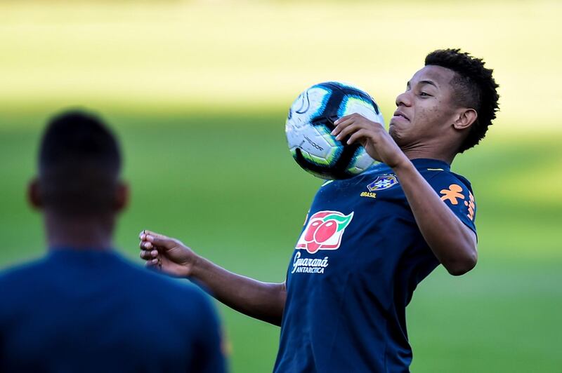 Brazil winger David Neres participates in a training session at the Altetico Mineiro training center, in Belo Horizonte. AFP