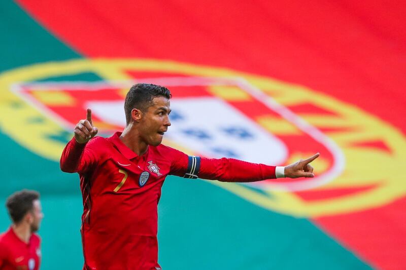 Portugal's Cristiano Ronaldo celebrates after scoring. EPA