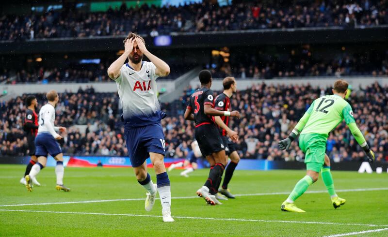 Tottenham's Fernando Llorente misses a chance to score. Reuters