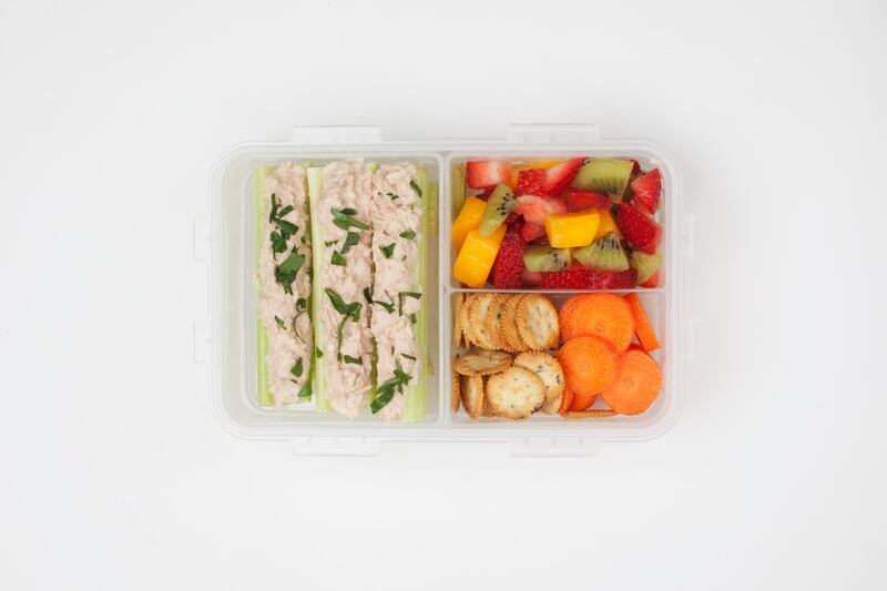 Abu Dhabi, United Arab Emirates. August 22, 2016///

Tuna salad stuffed celery, crackers and carrot chips, and fruit salad. 10 lunch boxes options that are healthy and delicious. Abu Dhabi, United Arab Emirates. Mona Al Marzooqi/ The National 

ID: 68767
Reporter: Stacie Overton Johnson 
Section: Arts & Life 
 *** Local Caption ***  160822-MM-AL-SchoolLunches-004.JPG