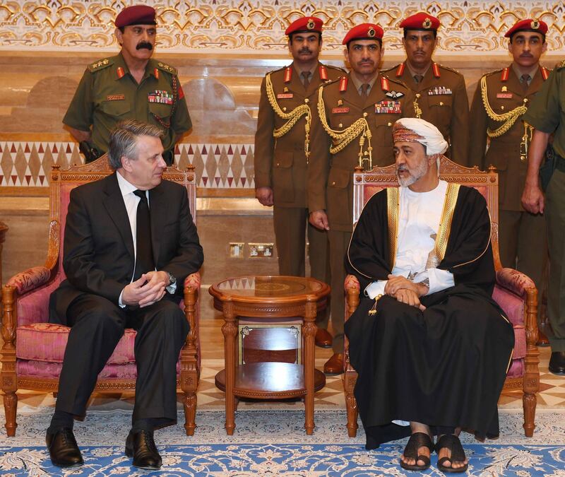 Sultan Sayyid Haitham Bin Tariq Al Said receives Britain's Chief of the Defence Staff General Nicholas Carter Muscat. AFP