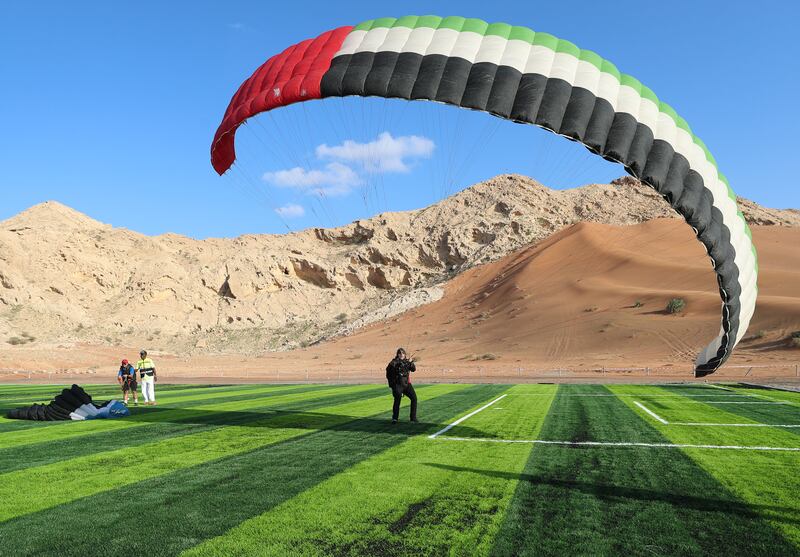 Paraglider Majed Darwish at Sky Adventures in Sharjah. Chris Whiteoak / The National