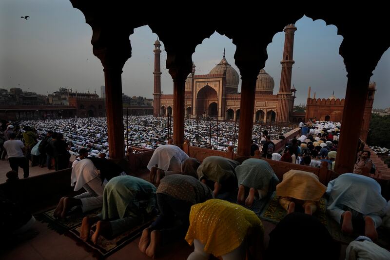 Muslims mark the end of Ramadan at Jama Masjid, New Delhi, India. AP