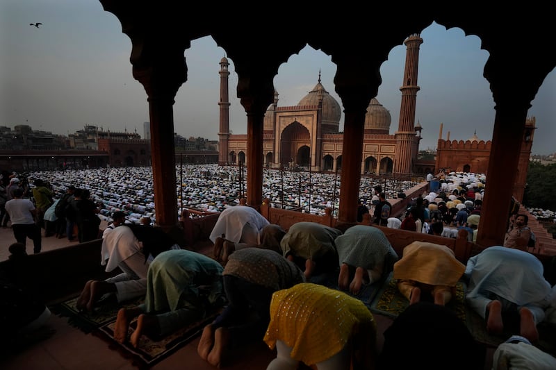 Muslims mark the end of Ramadan at Jama Masjid, New Delhi, India. AP