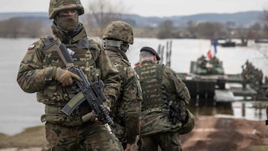 Polish soldiers take part in the Nato Dragon-24 military exercise in Korzeniewo, northern Poland, in March. AFP