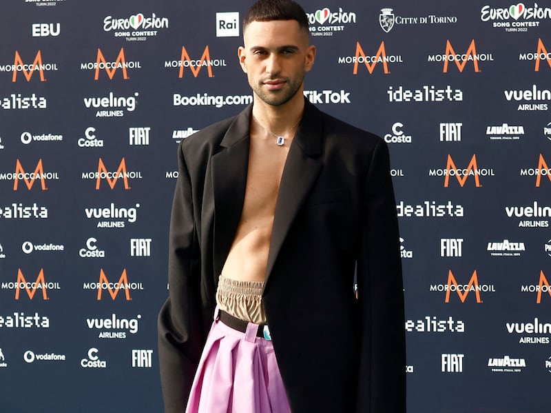 Mahmood at the opening ceremony of the 2022 Eurovision Song Contest in Turin, Italy, on Sunday, May 8, 2022. Reuters