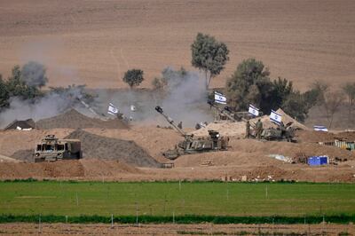 An Israeli mobile artillery unit near the Israel-Gaza border. AP