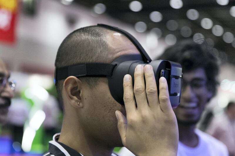 DUBAI, UNITED ARAB EMIRATES - OCTOBER 02, 2018. 

Visitors at GITEX Shopper 2018 get to test a drone camera.

(Photo by Reem Mohammed/The National)

Reporter: 
Section:  NA