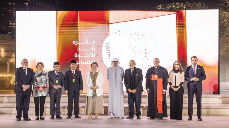 Sheikh Abdullah bin Zayed, Minister of Foreign Affairs, at the Zayed Award for Human Fraternity ceremony recognising the 2024 honourees. All photos: Wam