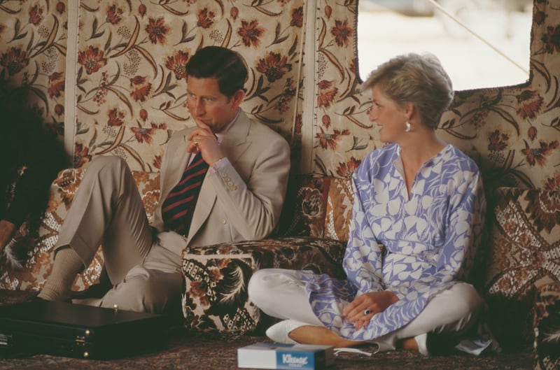 Prince Charles and Princess Diana at a picnic near Riyadh, Saudi Arabia, in 1986. Getty