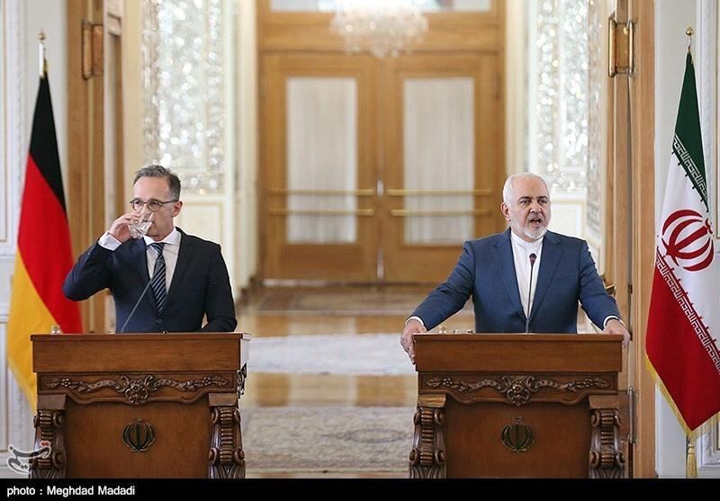 Iranian Foreign Minister Mohammad Javad Zarif speaks during news conference with his German counterpart Heiko Maas in Teheran, Iran, June 10, 2019. Tasnim News Agency/Handout via REUTERS ATTENTION EDITORS - THIS IMAGE WAS PROVIDED BY A THIRD PARTY. BEST QUALITY AVAILABLE.